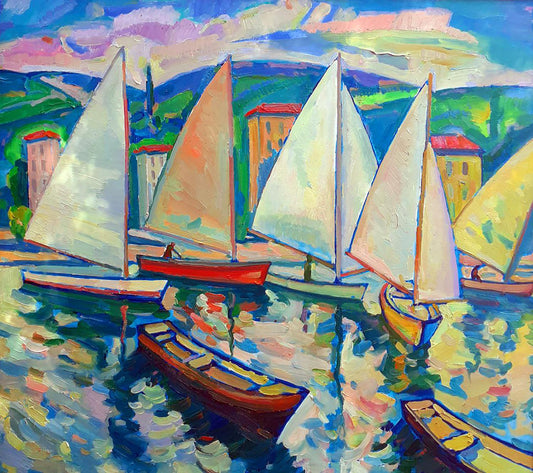 Oil painting Under sail Peter Dobrev