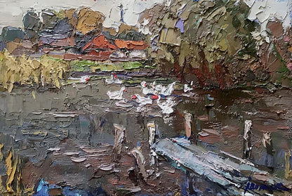 Oil painting Near the lake Ivanyuk Oksana