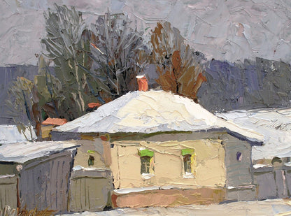 Oil painting Winter sketch Egor Shvachunov