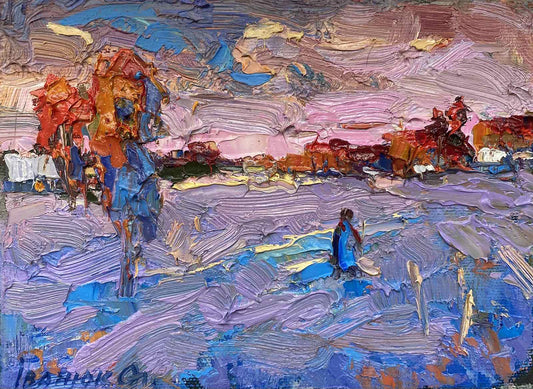 Oil painting Winter Landscape 