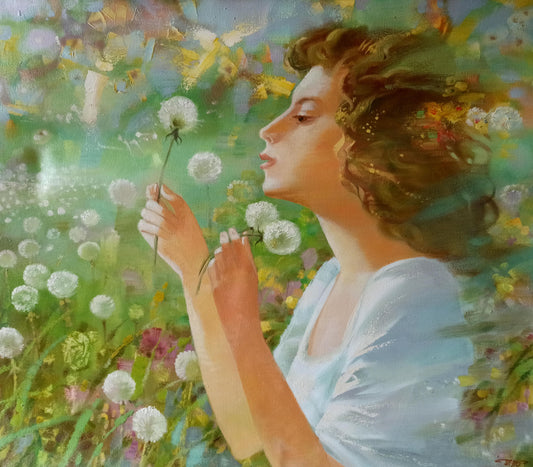 Abstract oil painting Dandelions Anatoly Borisovich Tarabanov