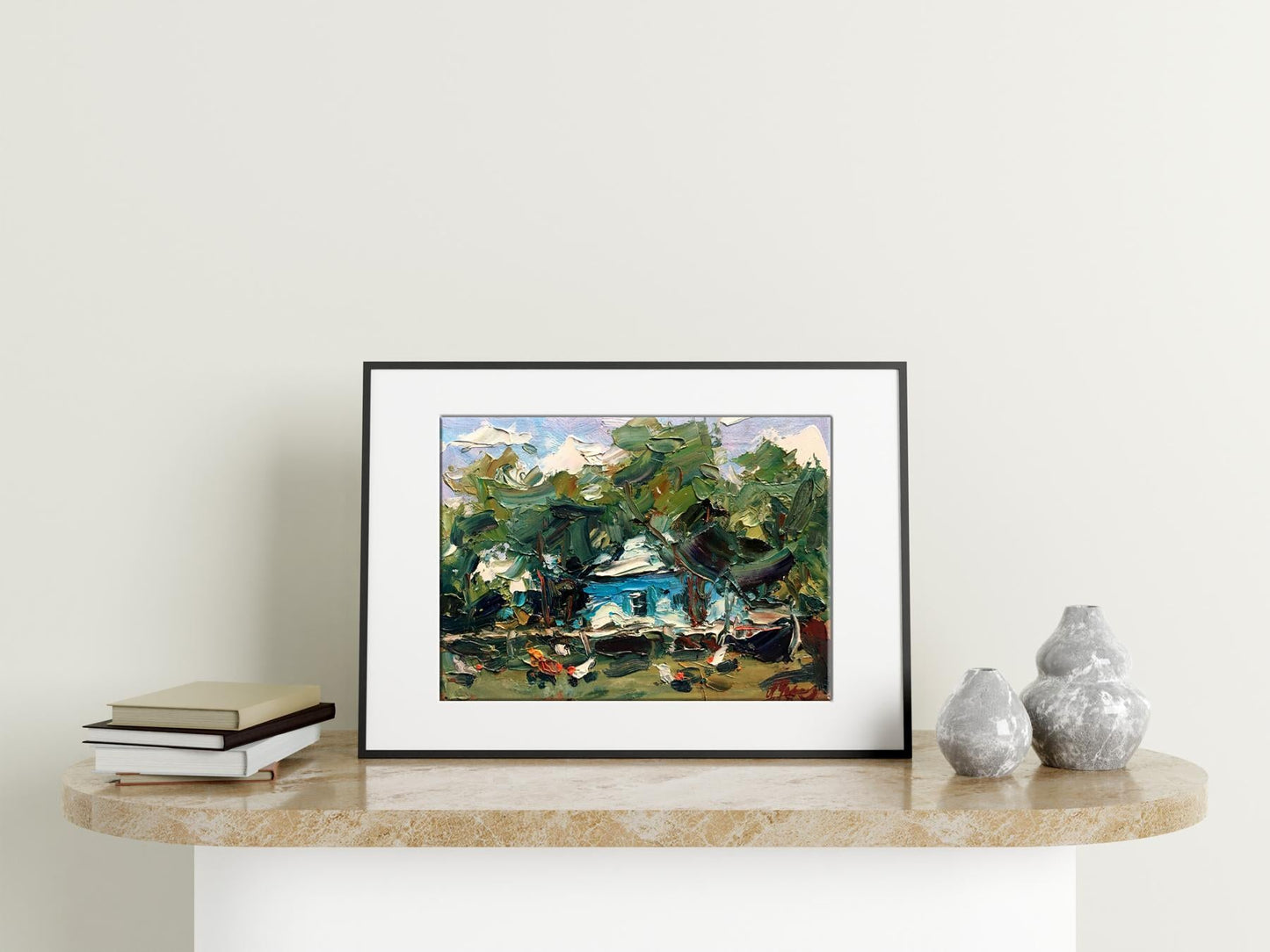 Oil painting Near the house 