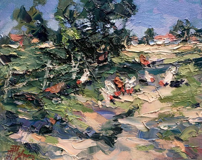 Oil painting Village street Alexander Nikolaevich Cherednichenko