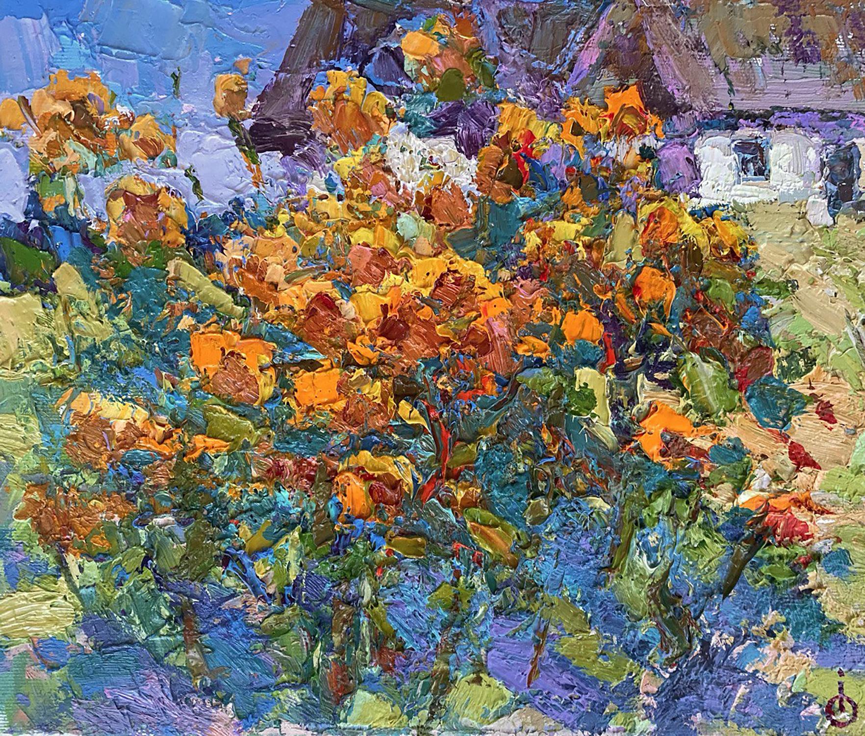 Oil painting Village yard