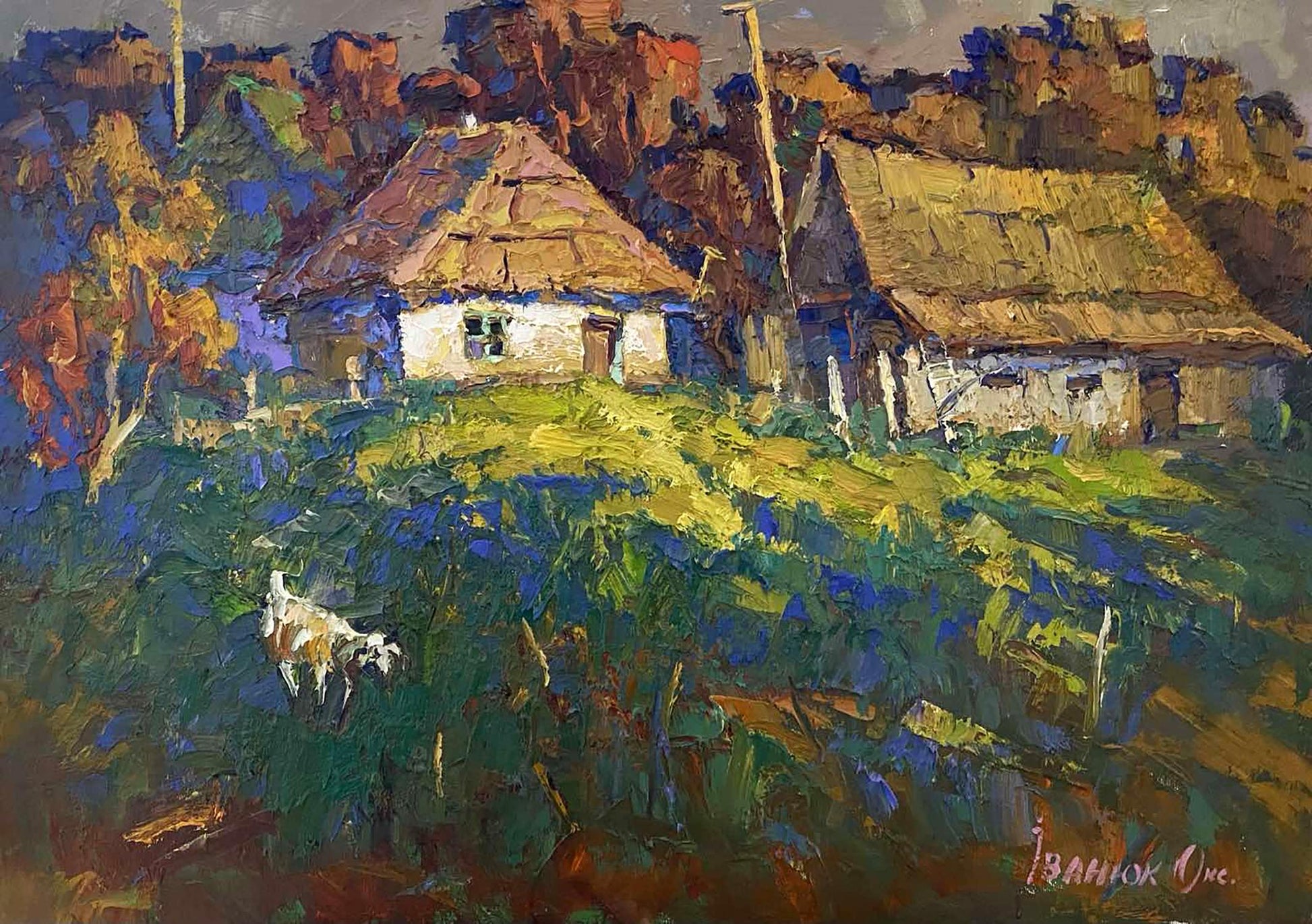 Oil painting warm autumn
