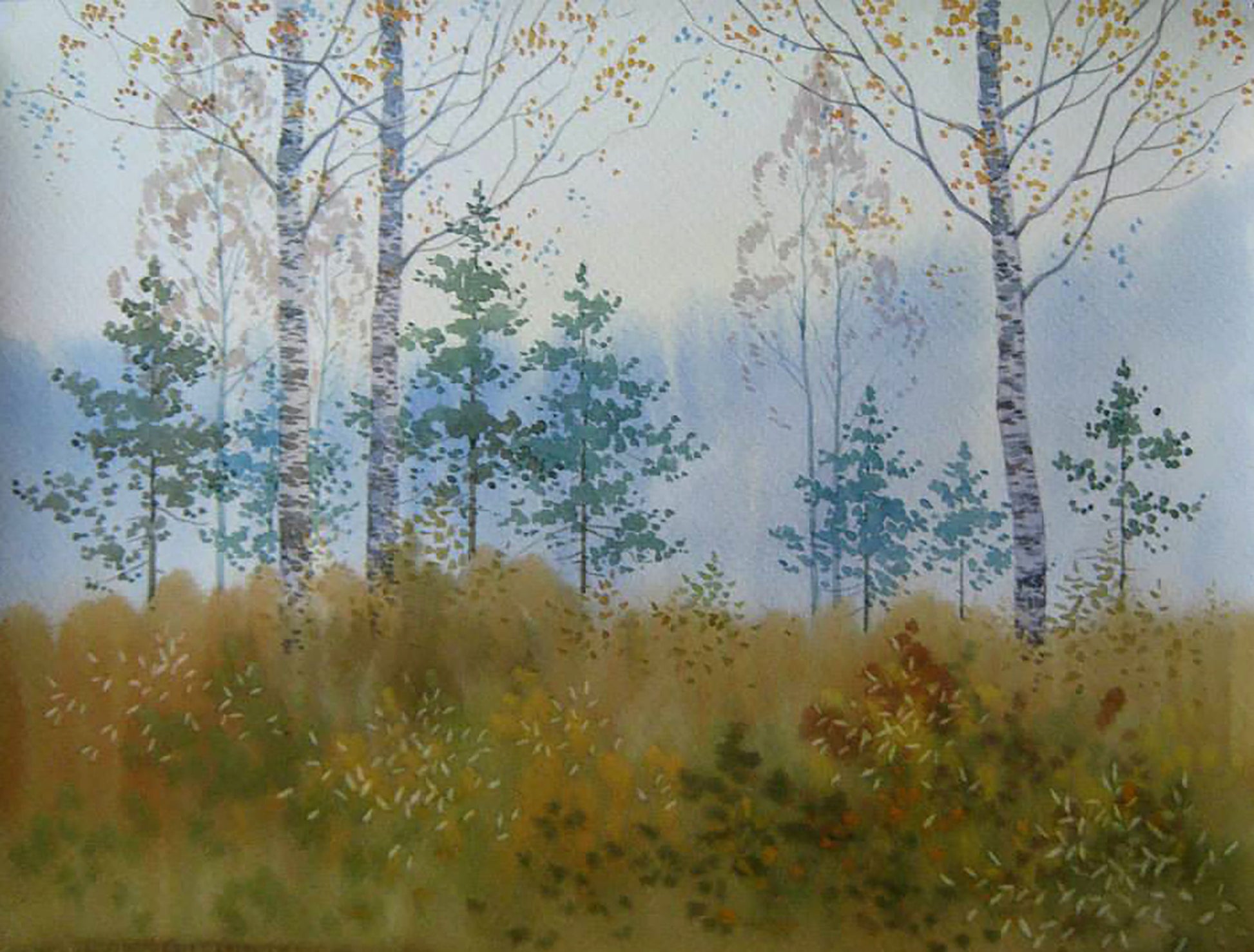 Watercolor painting Twilight. Etude Savenets Valery
