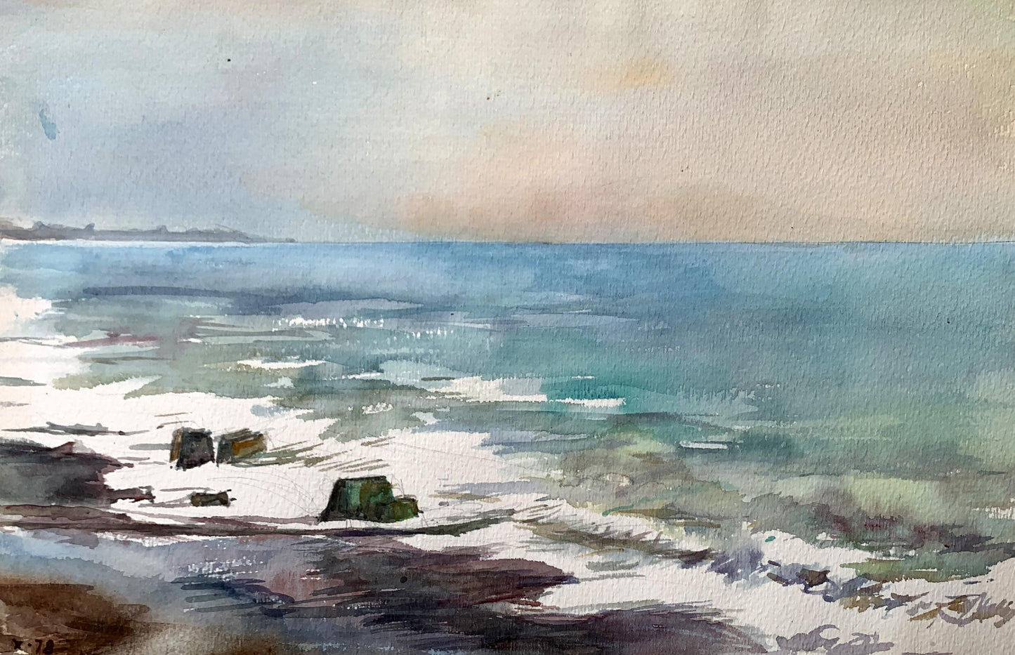Watercolor painting Sea silence Unknown artist