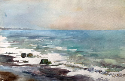 Watercolor painting Sea silence Unknown artist