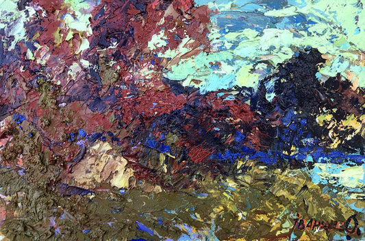 Oil painting Evening in the steppe Kalenyuk Alex
