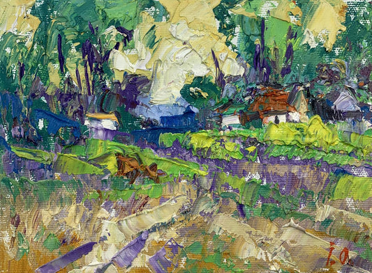 Oil painting Walk along the edge of the village Alex Ivanyuk