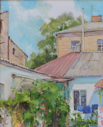 Oil painting small town landscape  Osnach Olesia