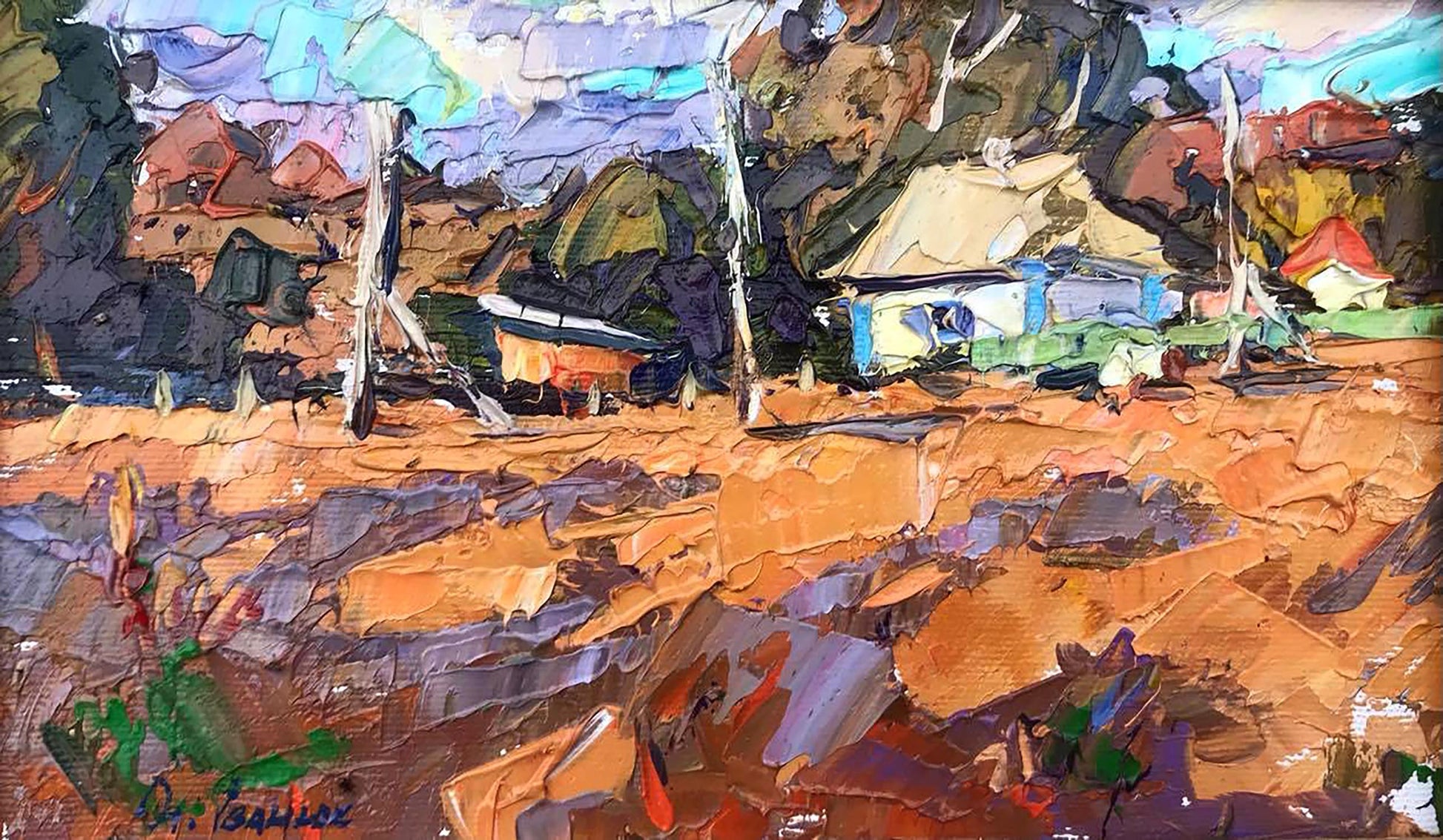 Oil painting Overlooking the village Ivanyuk Alex