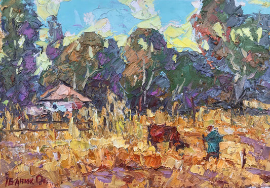 Oil painting Near the yard Ivanyuk Alex