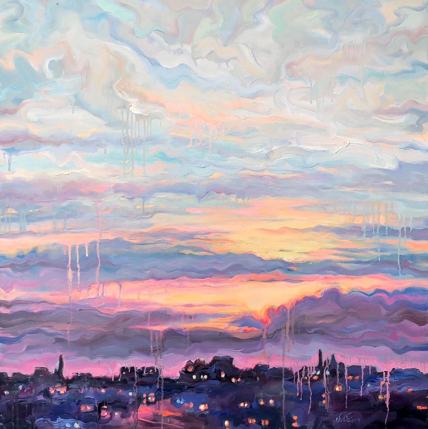 Oil painting It seems the rain is starting Osnach Olesia