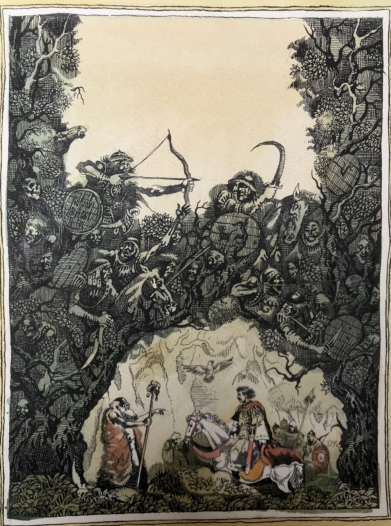 Watercolor painting Meeting with the prophet Alexander Arkadievich Litvinov