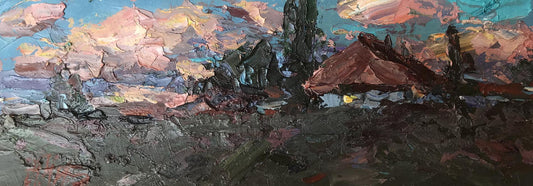 Oil painting Country pink evening Alexander Cherednichenko