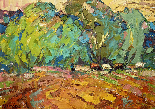 Oil painting Red field Ivanyuk Alex