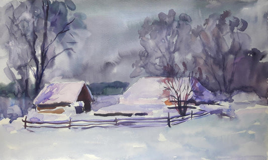 Watercolor painting Snowy Serdyuk Boris Petrovich