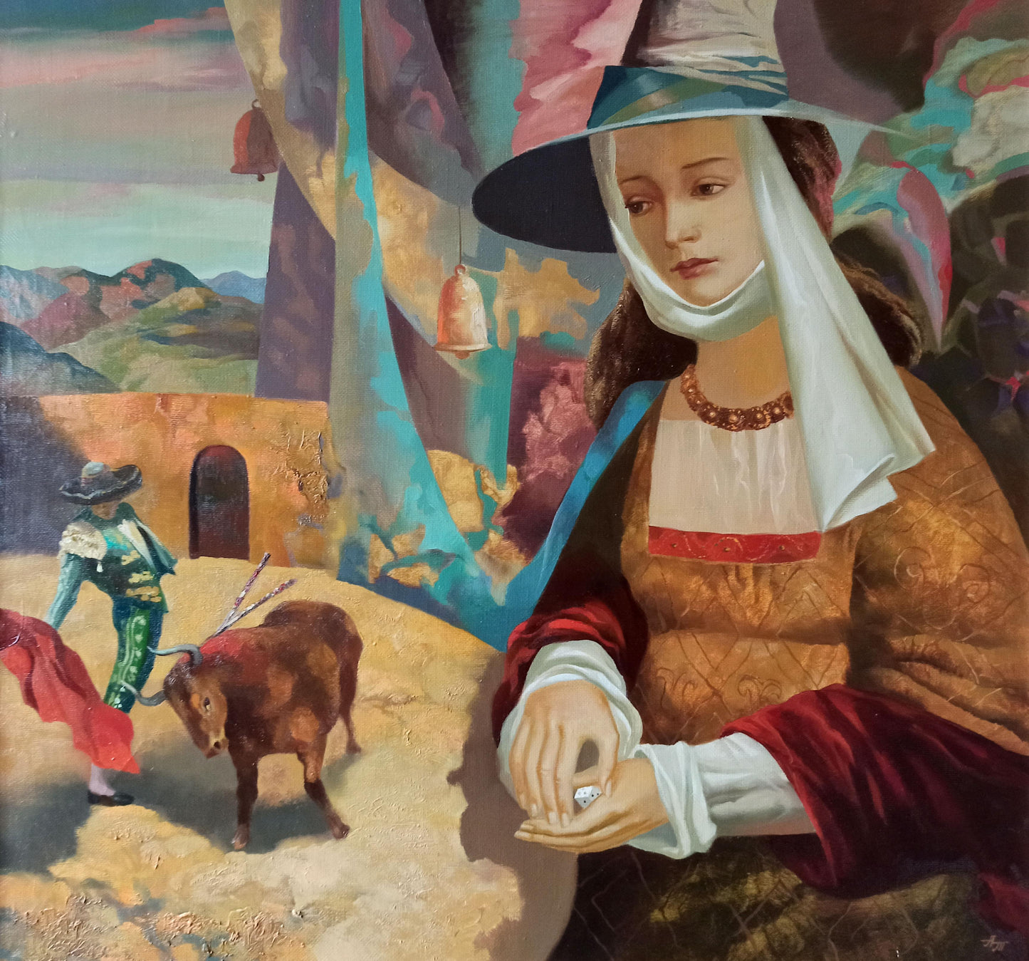 Abstract oil painting Bullfighting Anatoly Borisovich Tarabanov