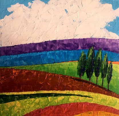 Oil painting Lonely trees in the fields Zadorozhnya V. V.