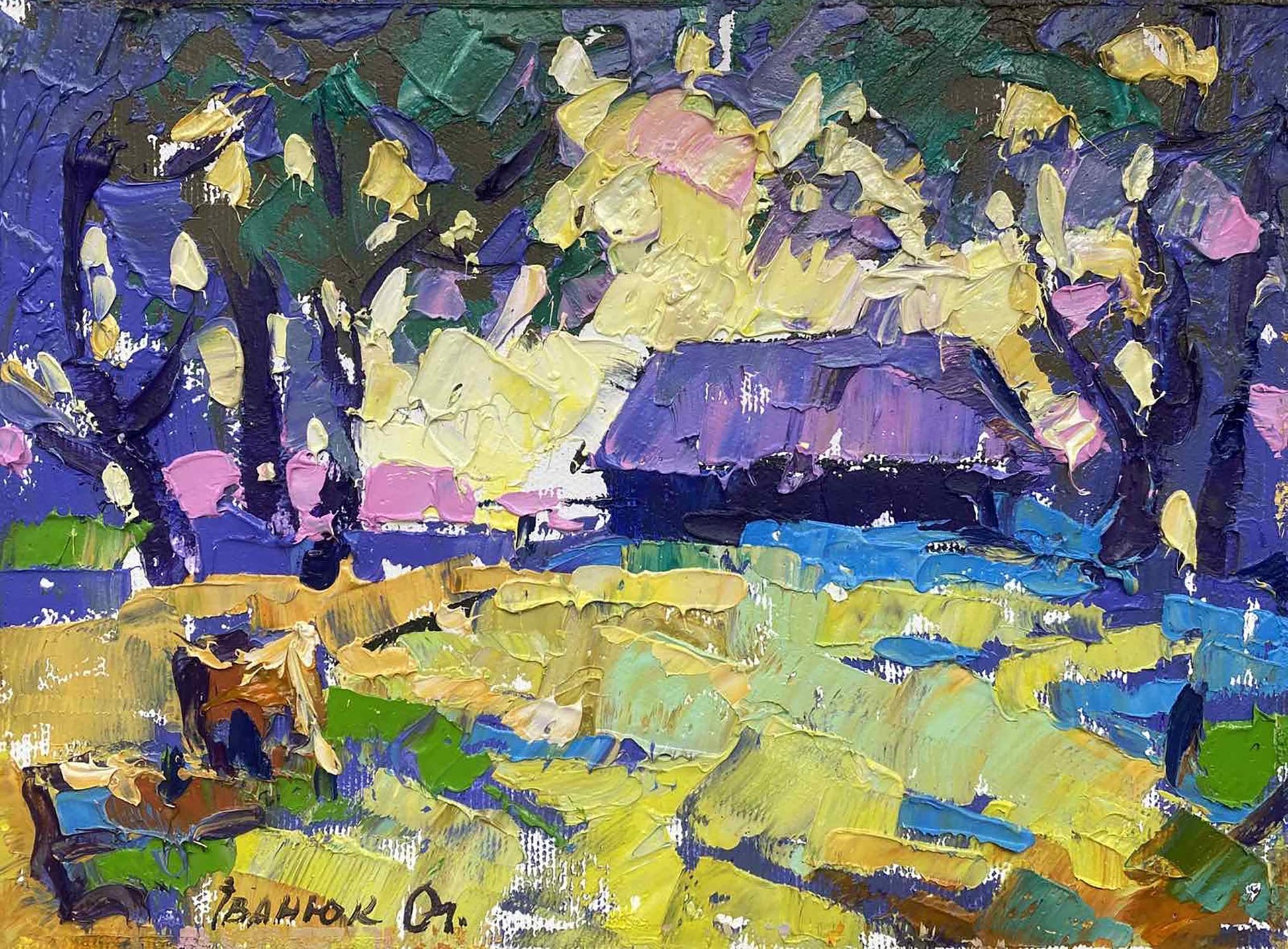 Oil painting Forest landscape