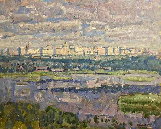 Oil painting White houses Georgy Kolosovsky