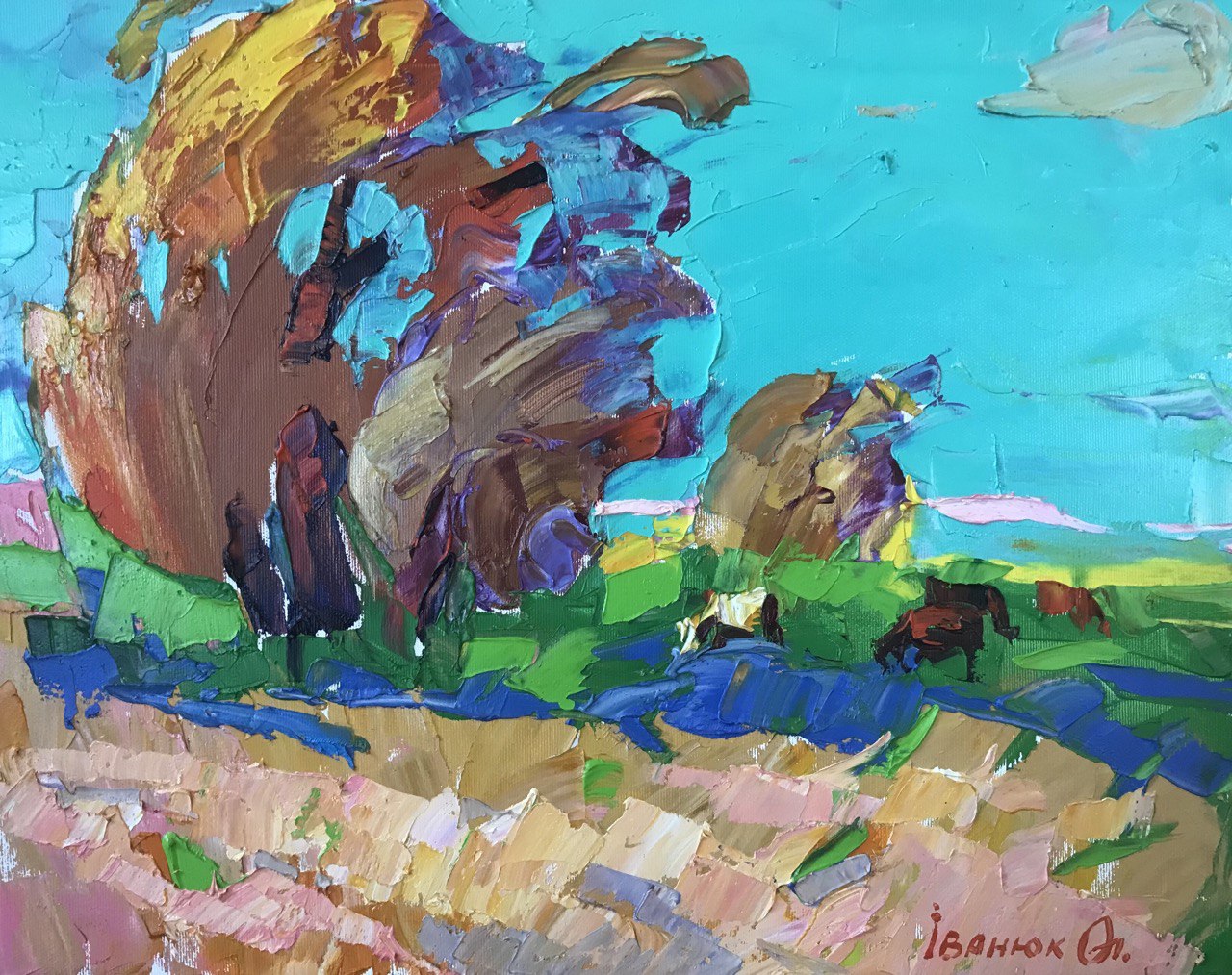 Abstract oil painting In the shade of willows Ivanyuk Alex