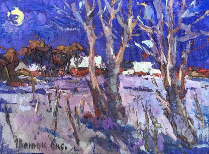 Oil painting Calm moonlit night Oksana Ivanyuk