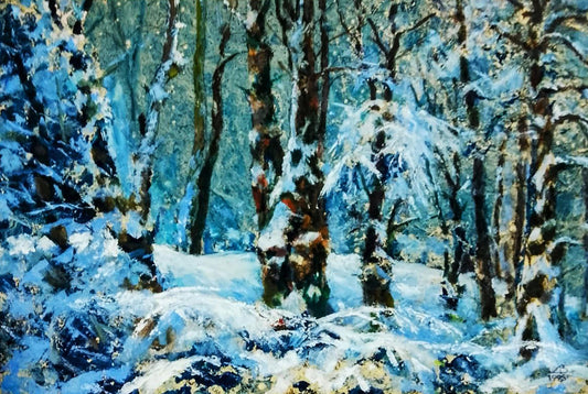 Oil painting The forest was covered with snow Anatolii Duhnevich