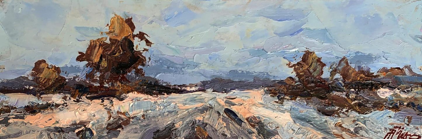 Oil painting Winter road Oleksiyander Cherednichenko