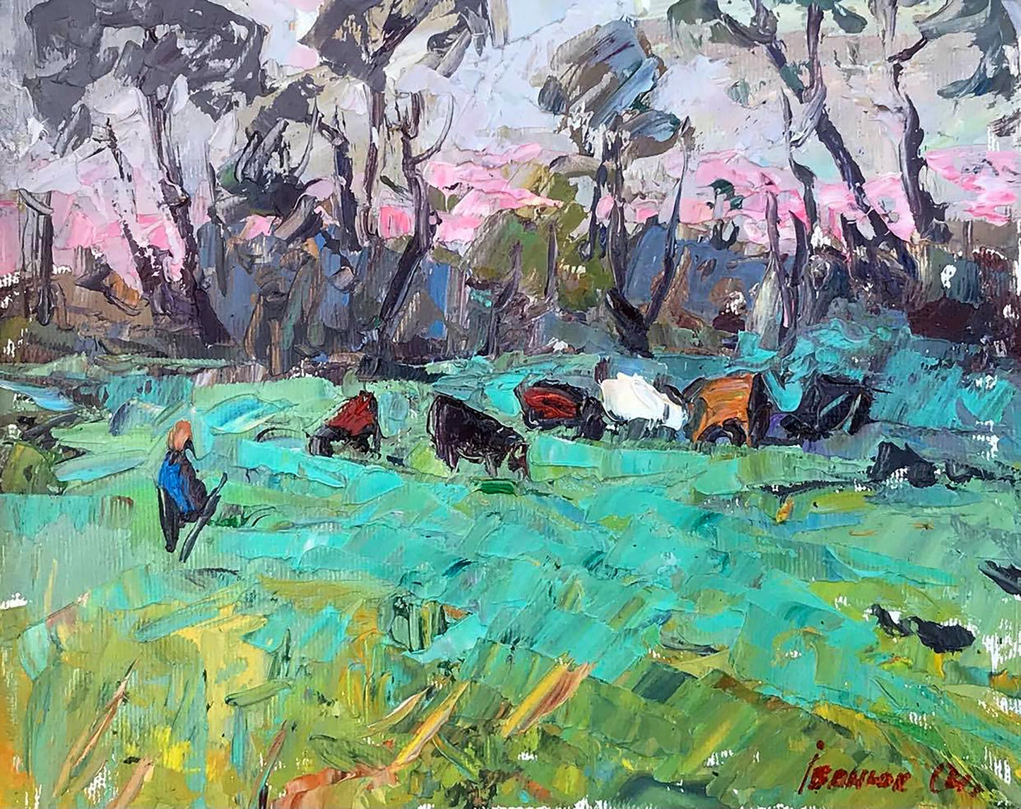 Oil painting Morning in the meadows Ivanyuk Alex