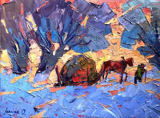 Oil painting Frosty evening Ivanyuk Alex