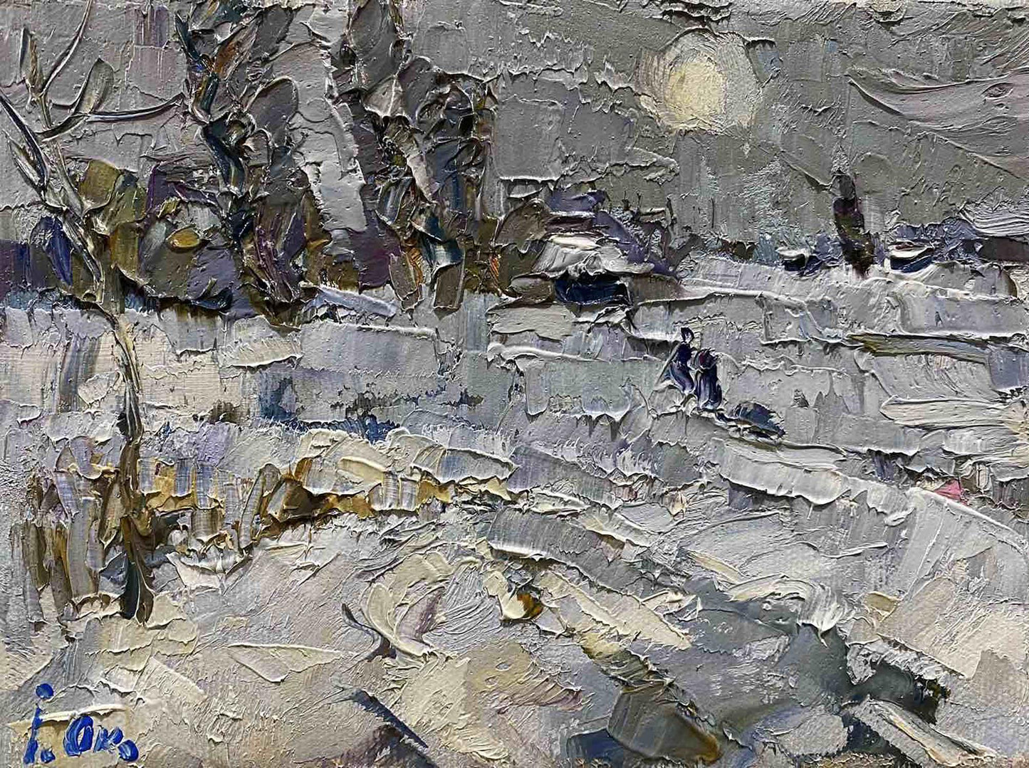 Oil painting Village landscape 