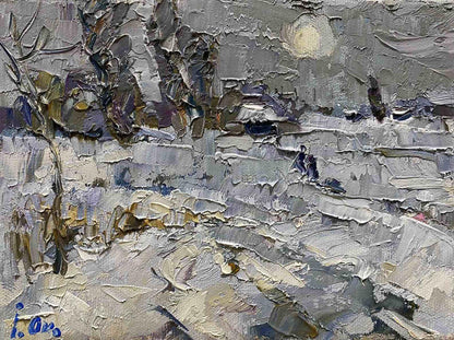 Oil painting Village landscape 