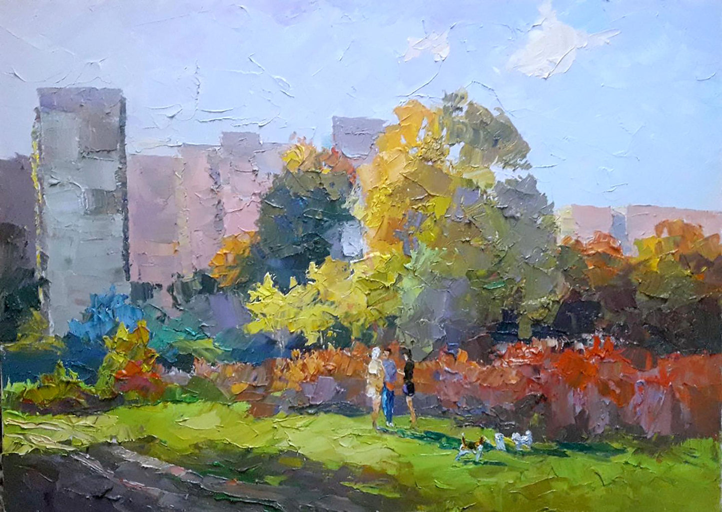 Oil painting Dog lovers Serdyuk Boris Petrovich