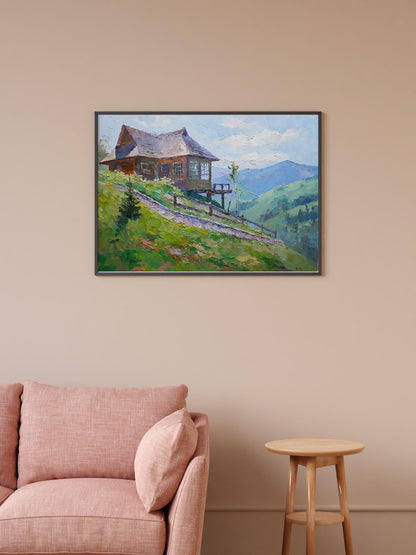 Oil painting Carpathian lodge Serdyuk Boris Petrovich
