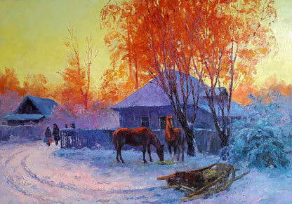 Oil painting Winter evening Serdyuk Boris Petrovich