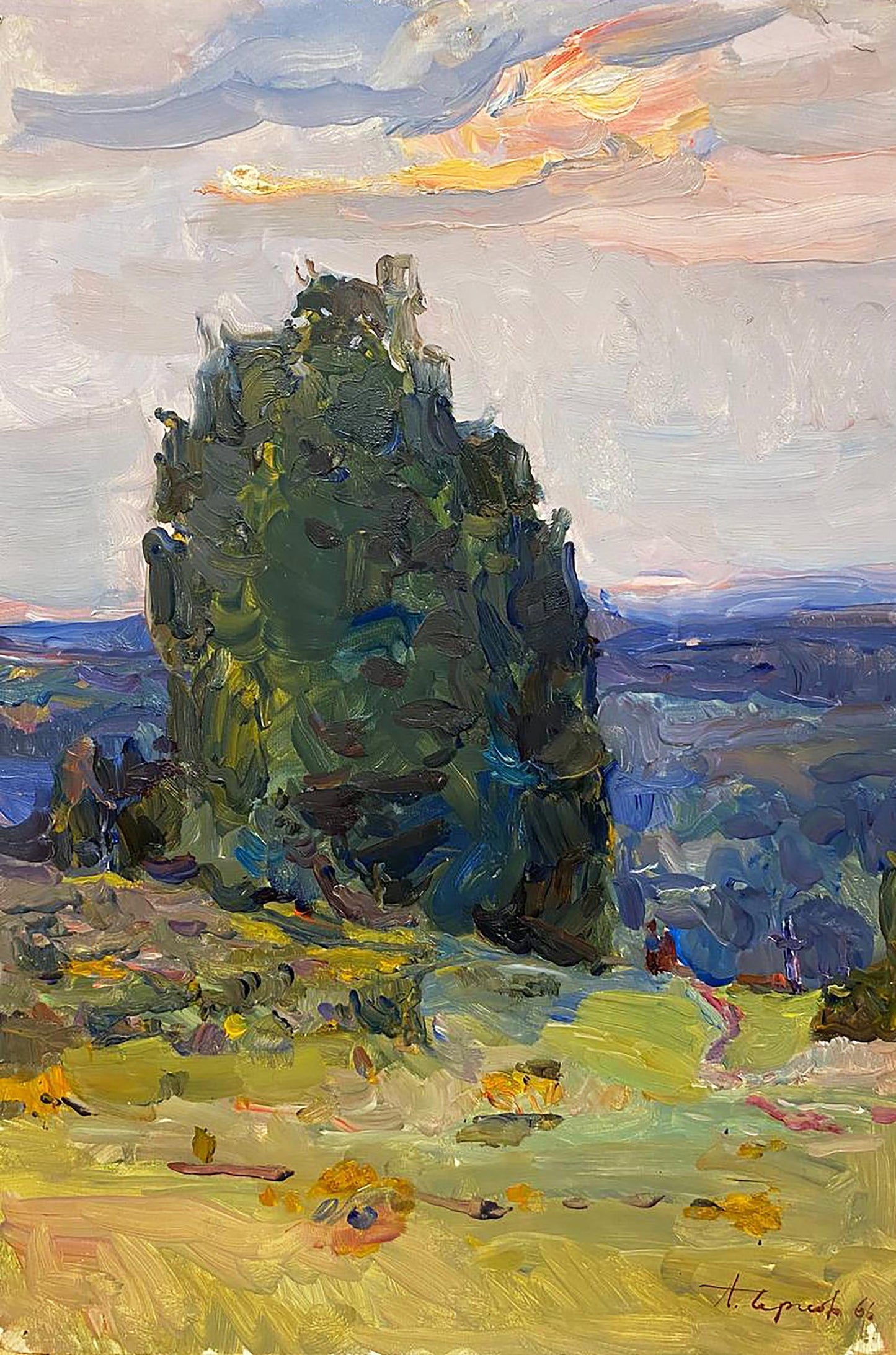 Oil painting On a hill Chernov Leonid Ivanovich