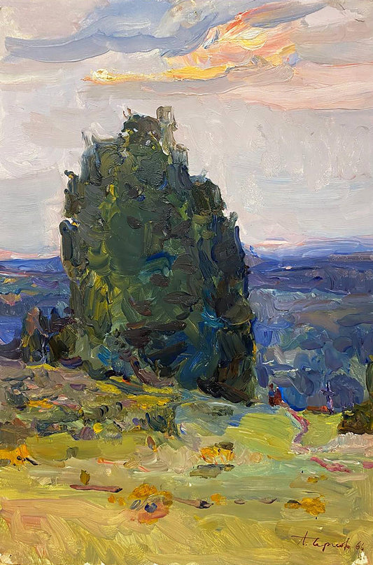 Oil painting On a hill Chernov Leonid Ivanovich