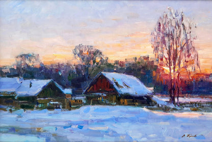 Oli painting Evening silence Miacheslav Tepeta