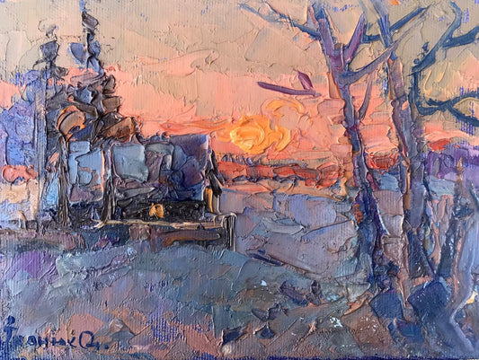 Oil painting Frosty evening Alex Ivanyuk