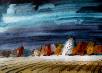 Watercolor painting Cold fall Egor Shvachunov