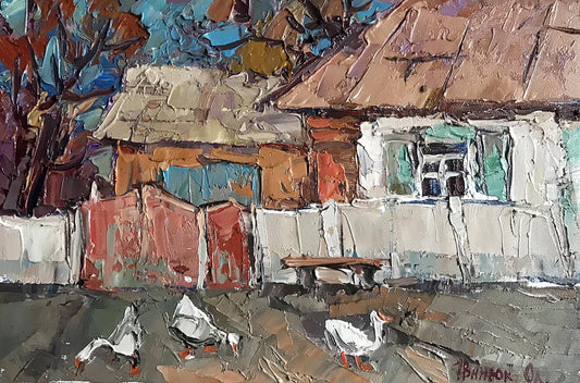 Oil painting Near the yard Ivanyuk Alex