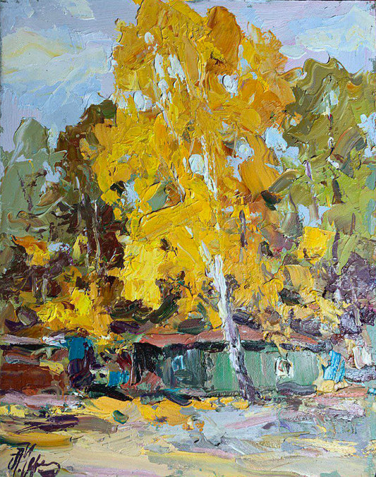 Oil painting Birch in the fall Alexander Nikolaevich Cherednichenko