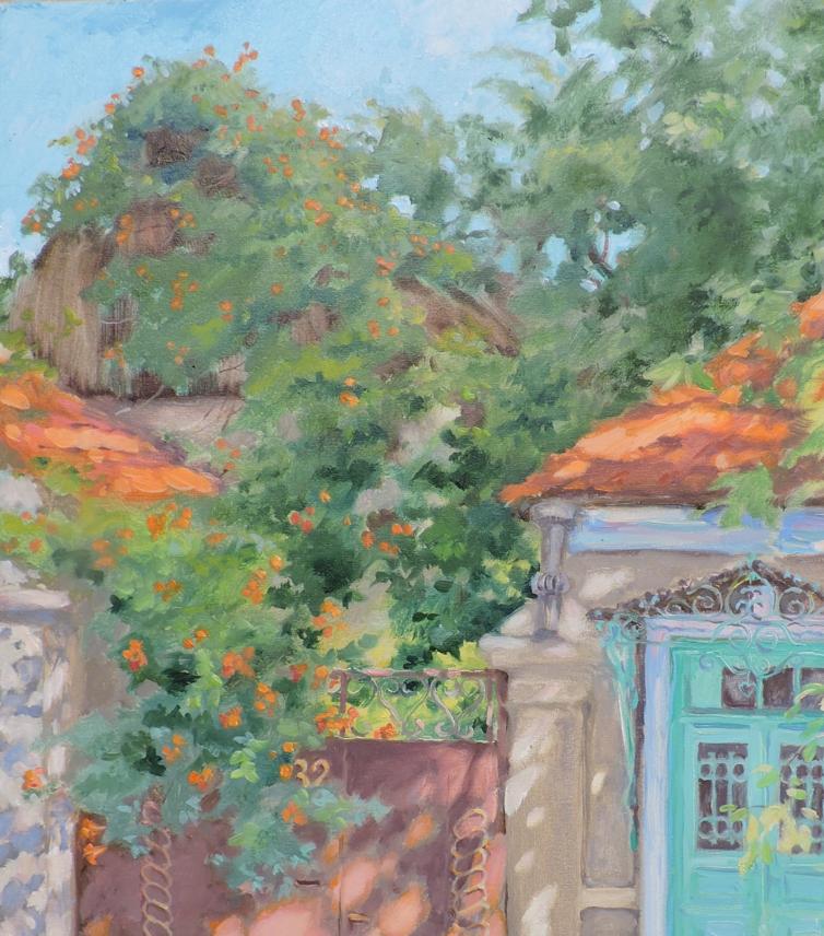 Oil painting Old town house Osnach Olesia