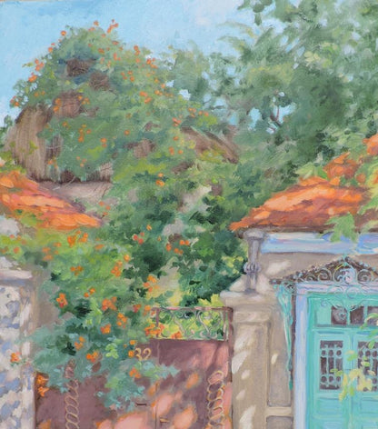 Oil painting Old town house Osnach Olesia