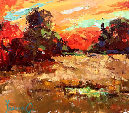 Oil painting Crimson sky Ivanyuk Alex