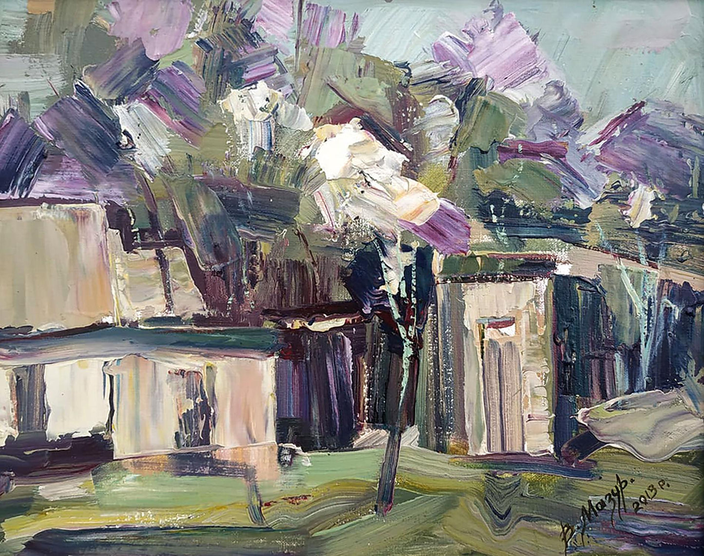 Oil painting In the courtyard Mazur Vladimir