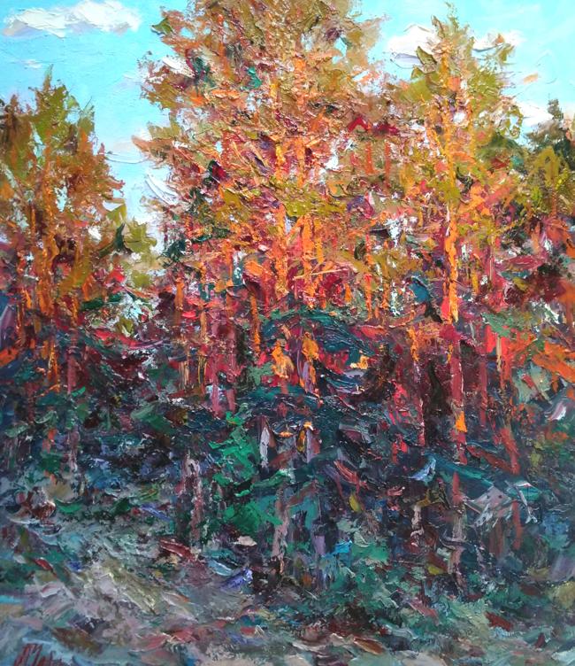Oil painting Colored evening rays Alexander Nikolaevich Cherednichenko