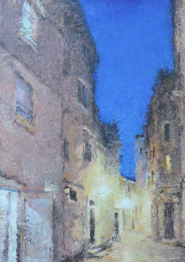 Osnach Olesia's Oil Art: Blue Yellow Night